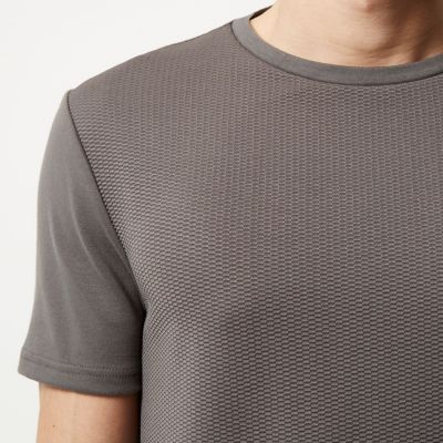 Grey dotty textured t-shirt